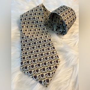 René Chagal Italian Designer Tie Hand Made Yellow Silk Elephants RARE